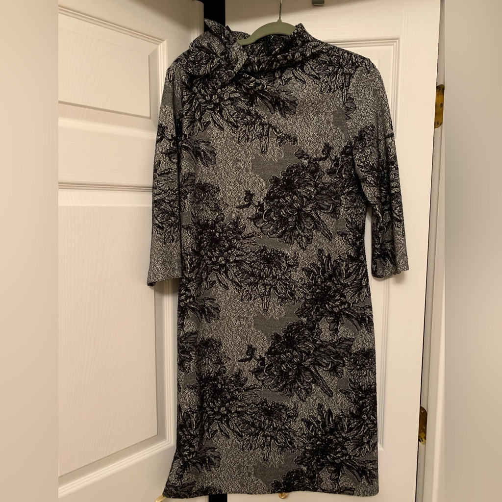 Nwt Sara Campbell Jacquard Knit Shift With Half Bow